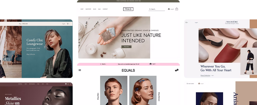 Exemplos de templates Wix para loja virtual