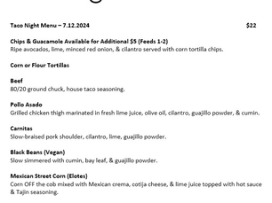 The Galley / Friday 7.12 Menu