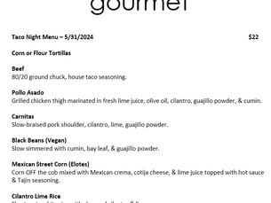The Galley / Friday 5.31 Menu