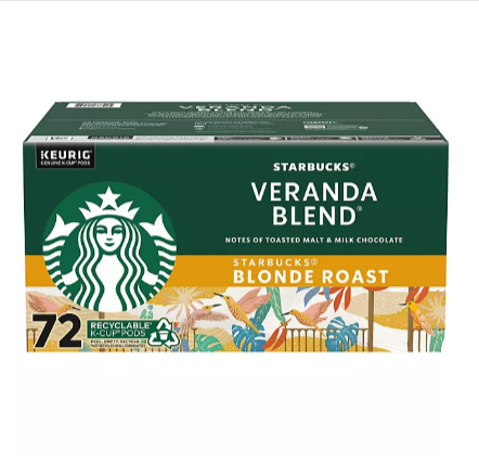 Starbucks® Veranda Blend Coffee K-Cups, 72/Carton 762111373205