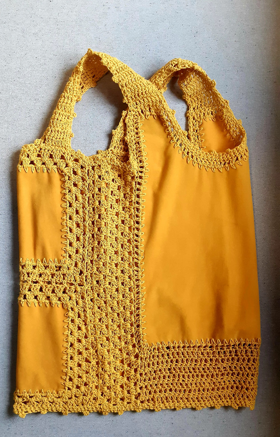 Miniatura: Blusa crochê amarelo mostarda couro camurça de cabra