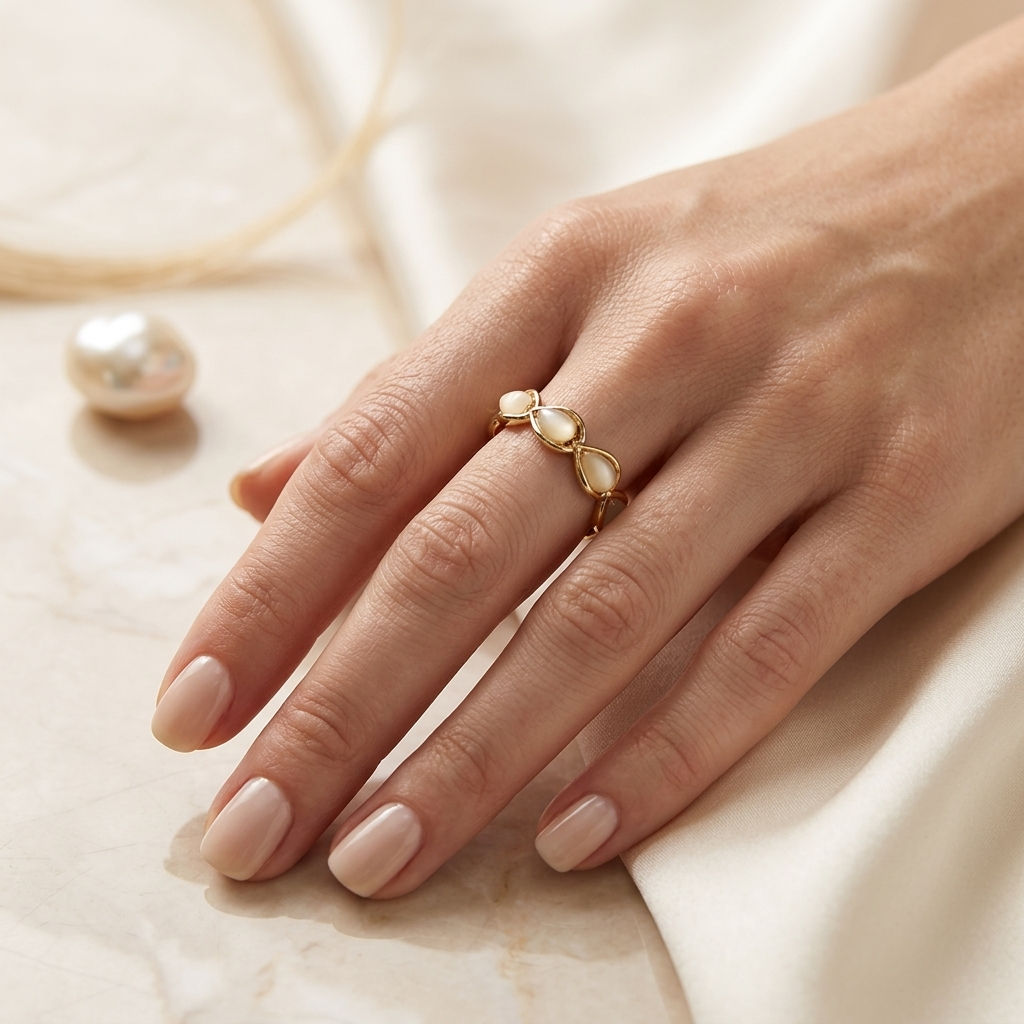 The Freya Moonstone Wave Ring
