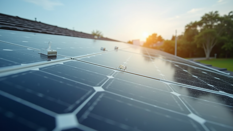 Eye-level view of a residential roof with solar panel mounts installed