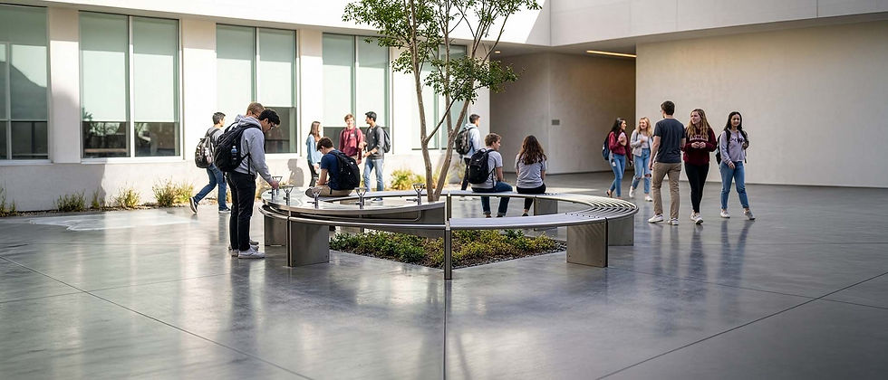 Central seat+drinking fountain