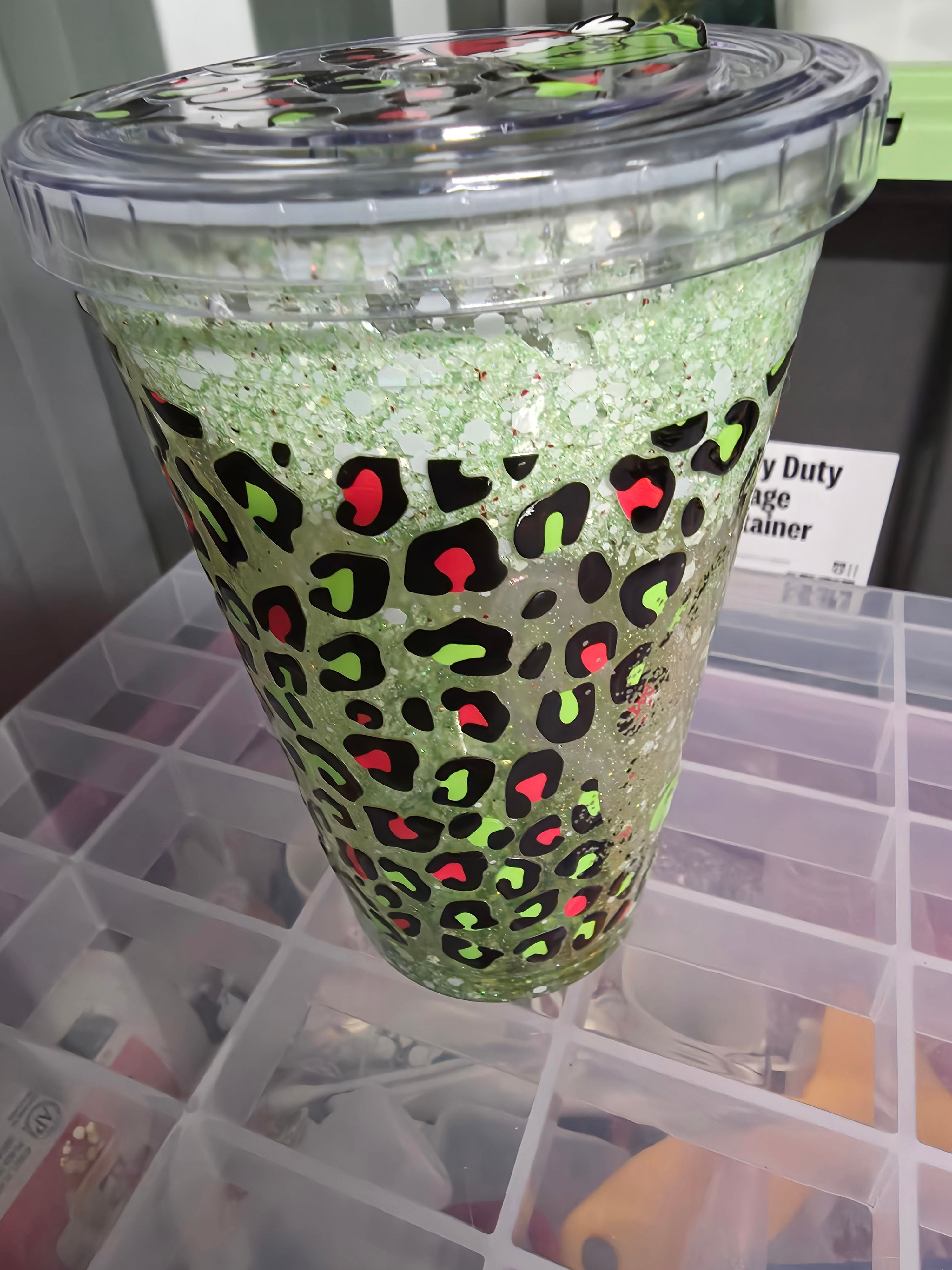 Leopard Grinch snow globe Tumbler 