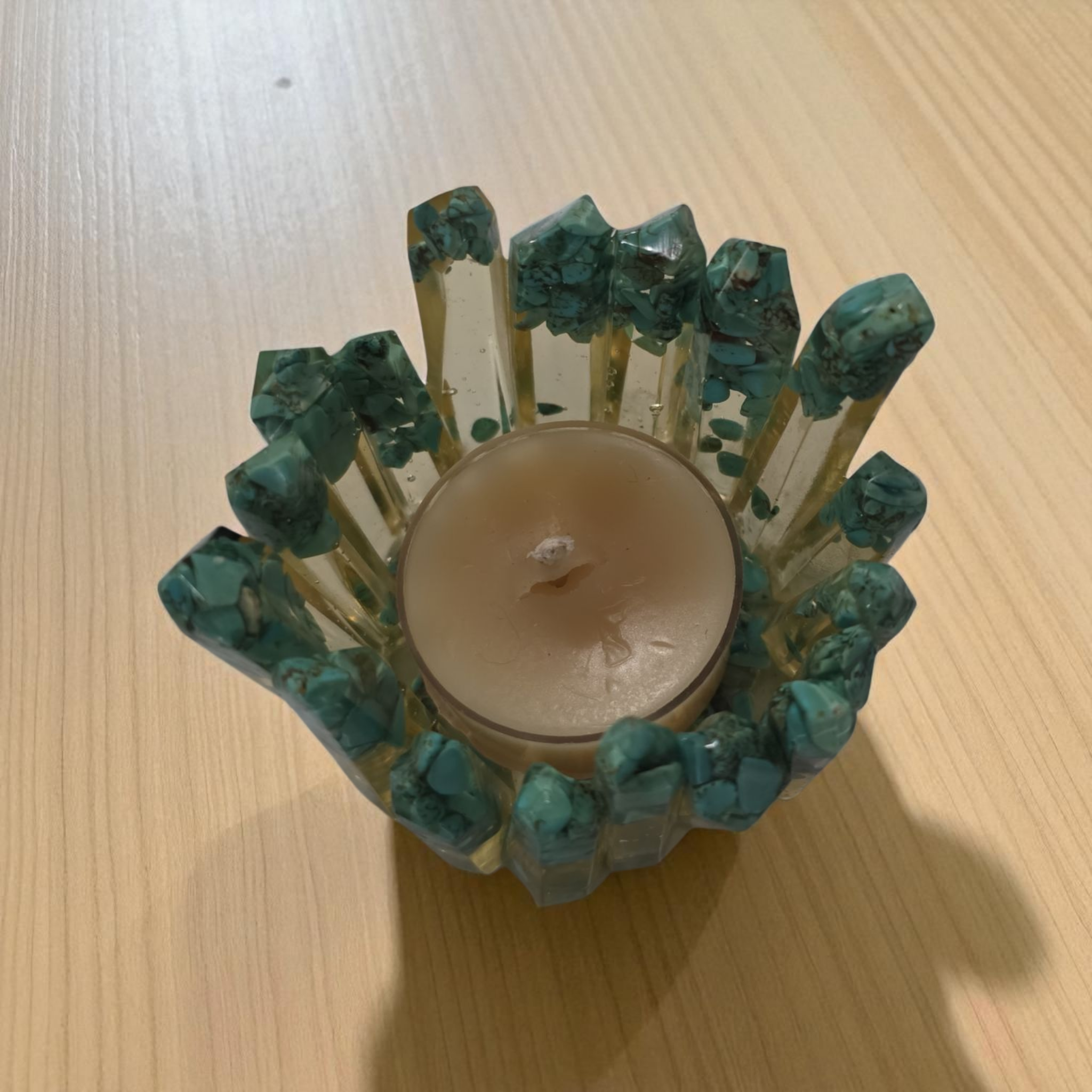 Turquoise Crystal Candle Holder