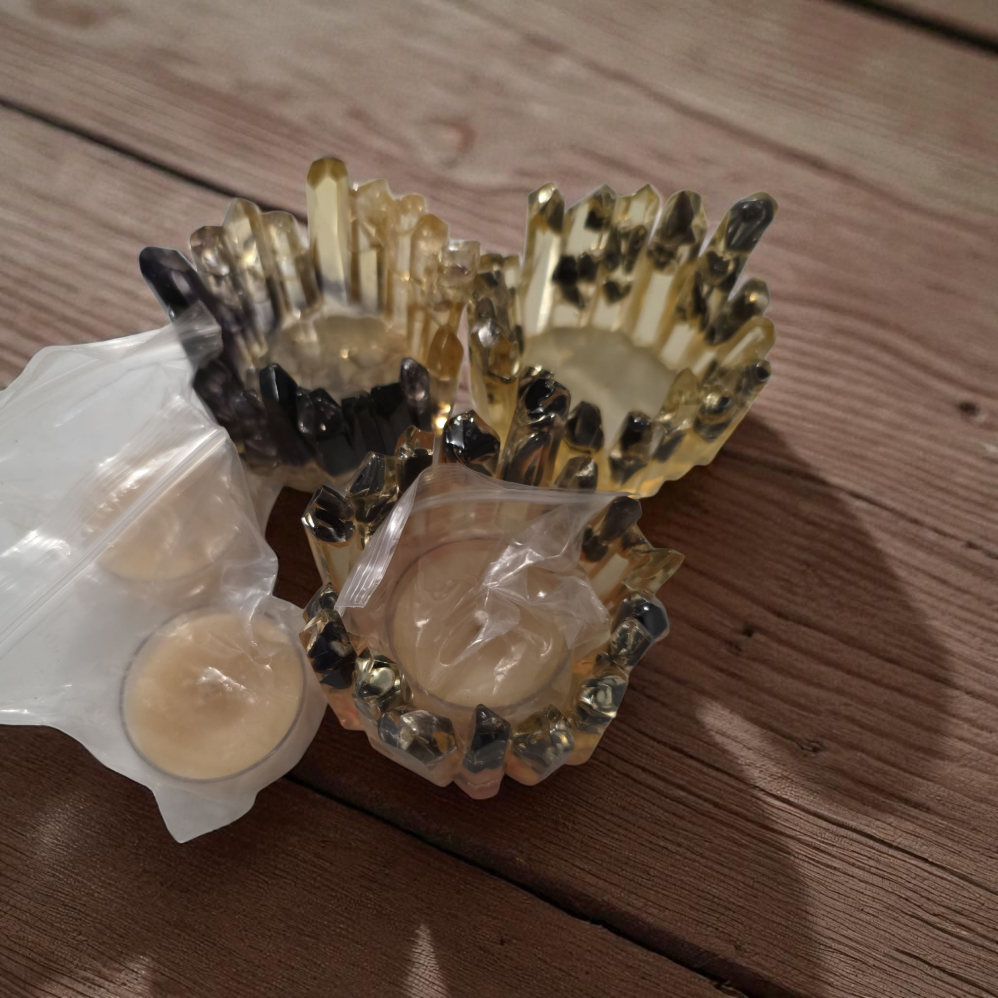 Black Crystal Candle Holder