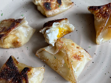 Easy pan fried Pepper jelly cream cheese wontons!