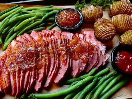 Brown Sugar Glazed Cottage Ham With Dam Jam