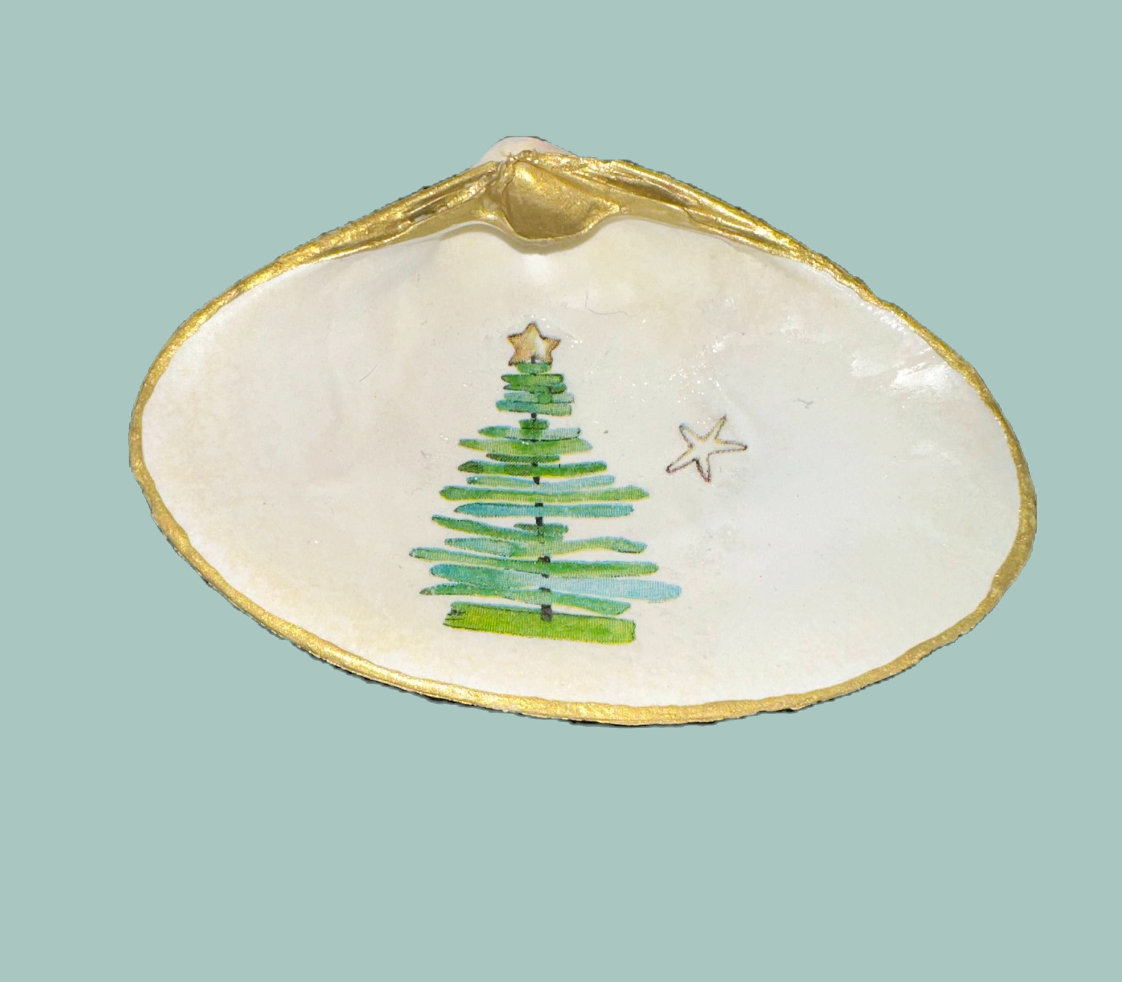 Seaglass Tree Clam Shell Jewelry Dish & Trinket Tray
