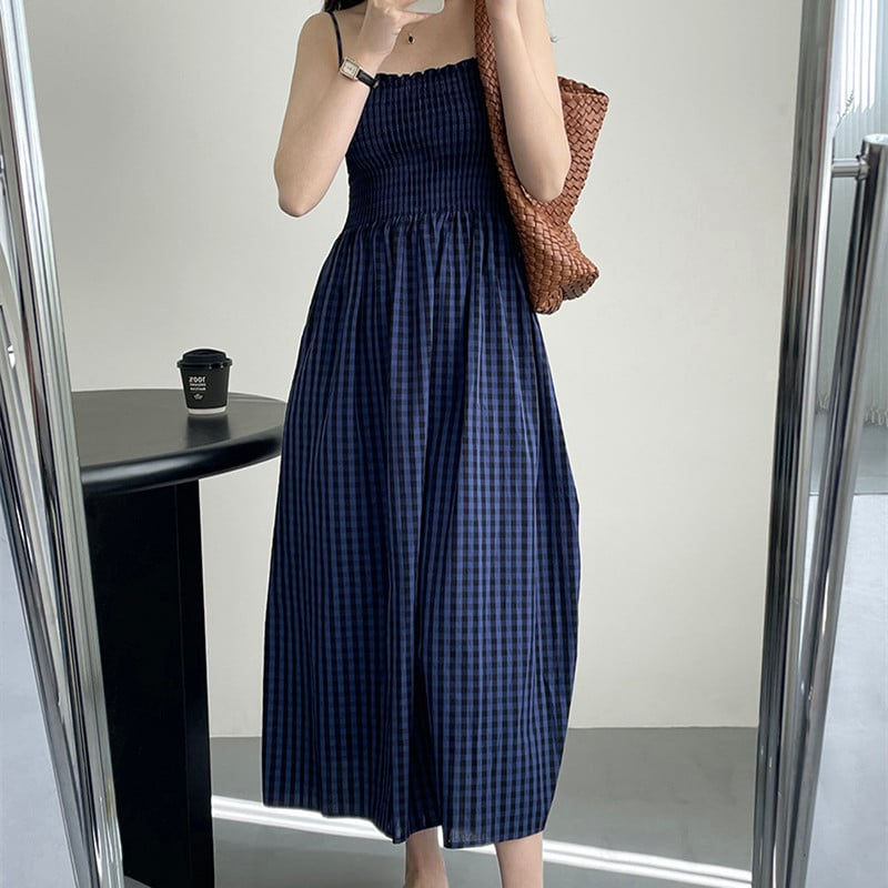 Pleated Waist Slimming Maxi Skirt Dress