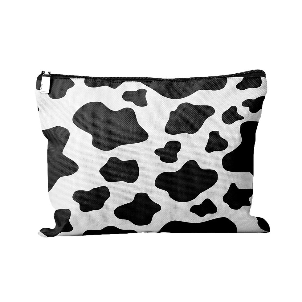 Thumbnail: Cafl Cow Print Makeup Bag Cute Cow Cosmetic Bag Cow Zipper Pouch Travel Toiletry