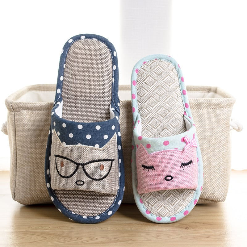 Children's Cartoon Linen Non-Slip Summer Slippers