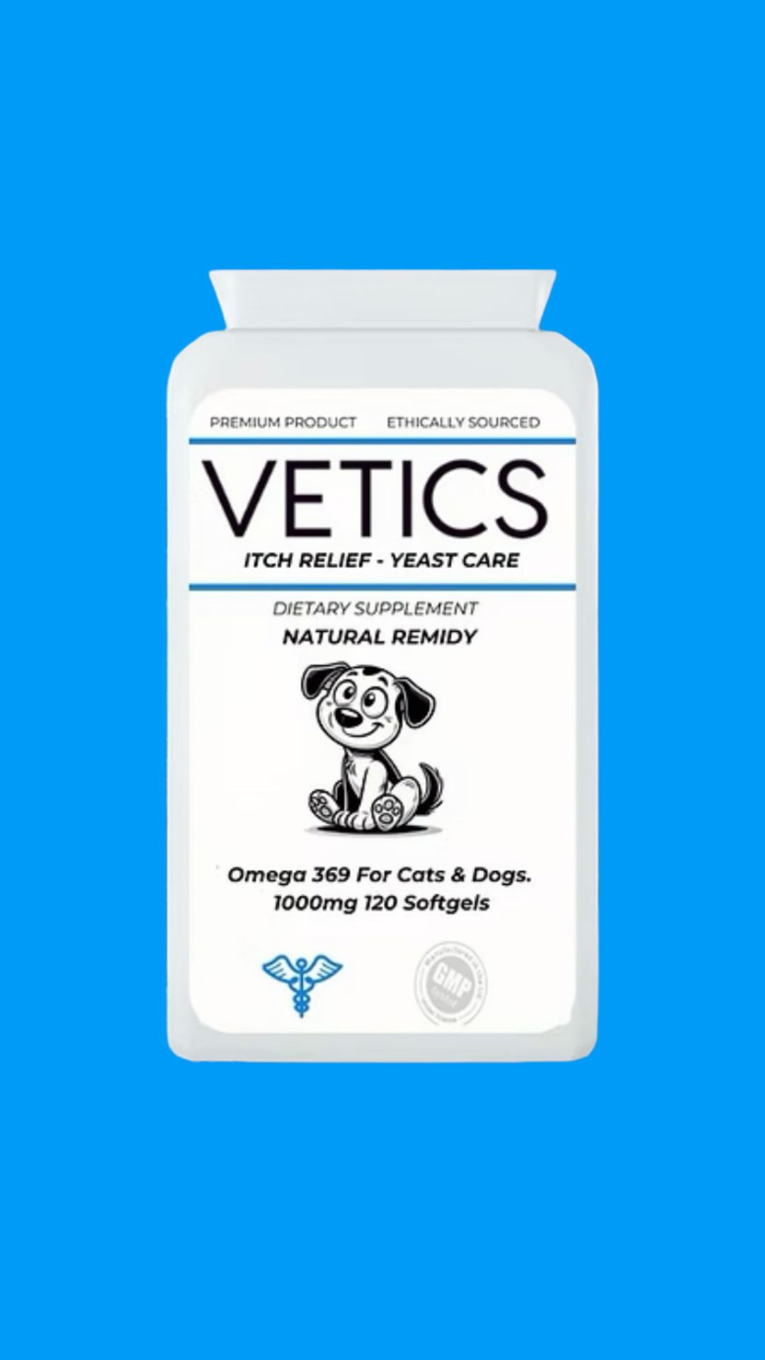 VETICS Skin & Coat Support for Dogs – Anti-Itch Supplement for Itchy Skin, Paws,
