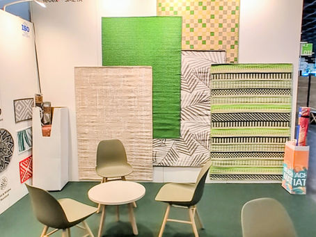 Streamflow private label outdoor rugs on display at an international trade fair