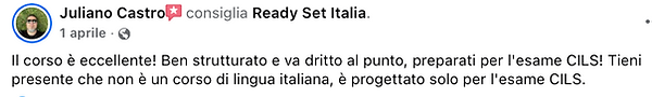 Recensione positiva Ready Set Italia
