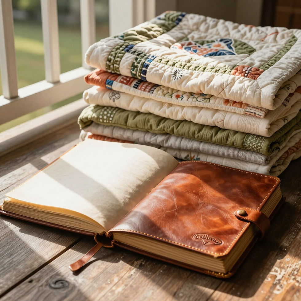 Callaway family members gathering and sharing quilting traditions