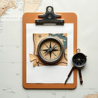 create a collage of a clip board, a compass, and a map.jpg