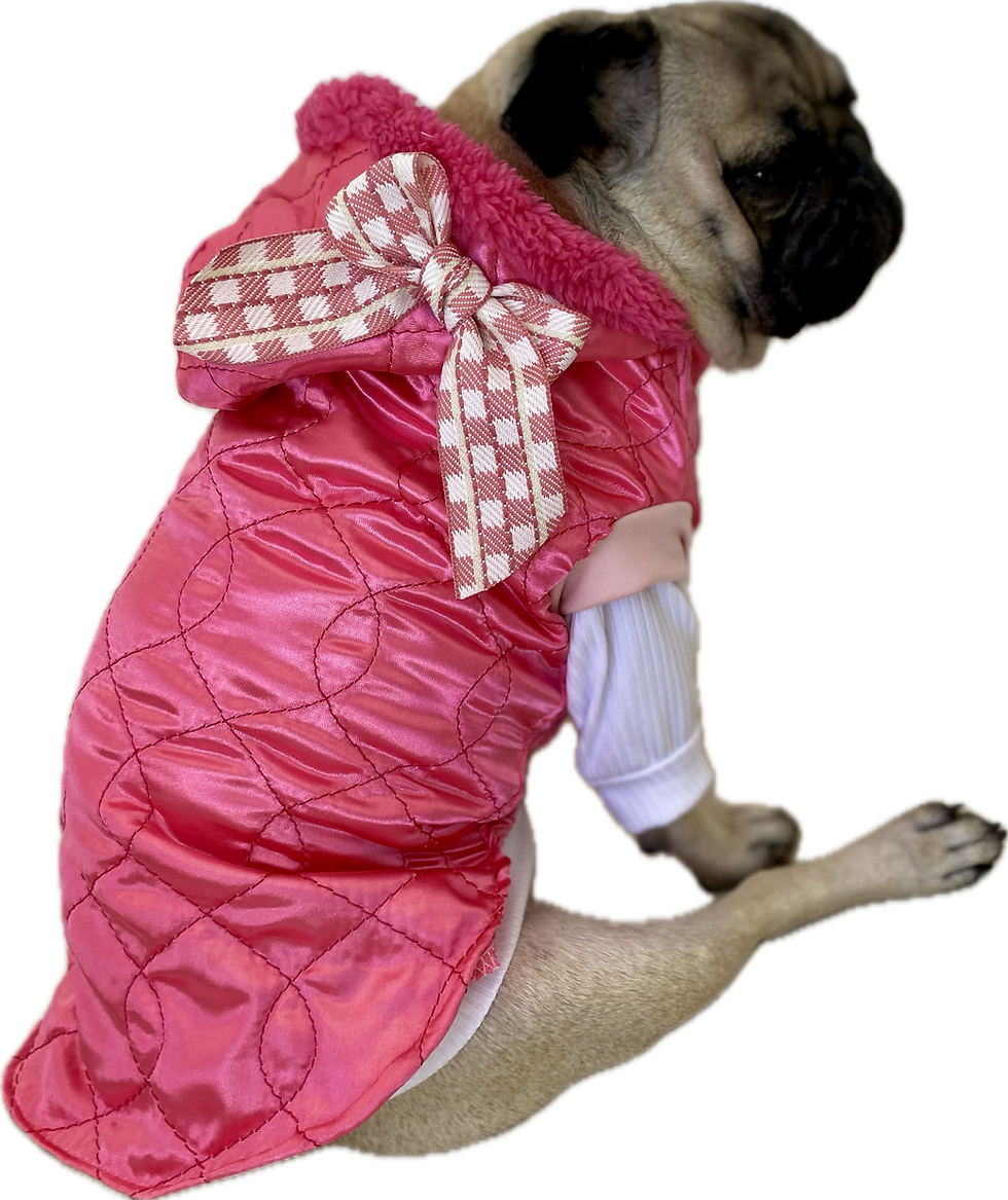 Miniatura: Colete c/ capuz pelinho pink 