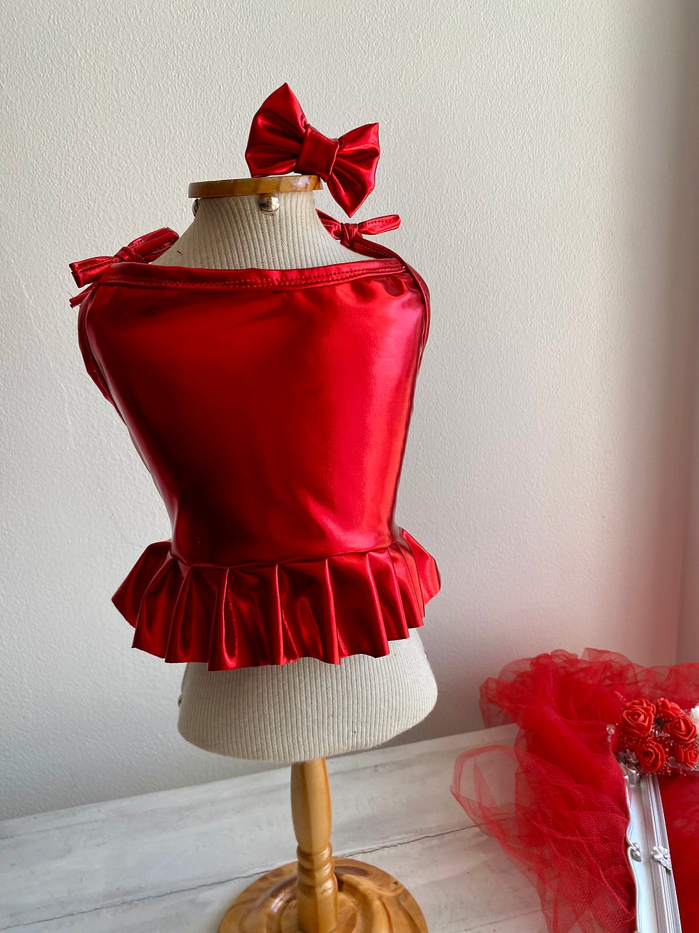 Miniatura:  Croped metal vermelho + laço 