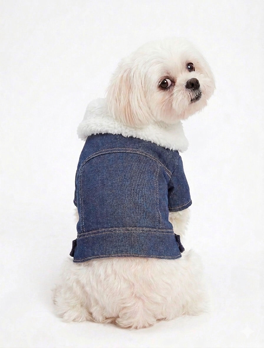 Jaqueta Denim / gola com pelinho branco