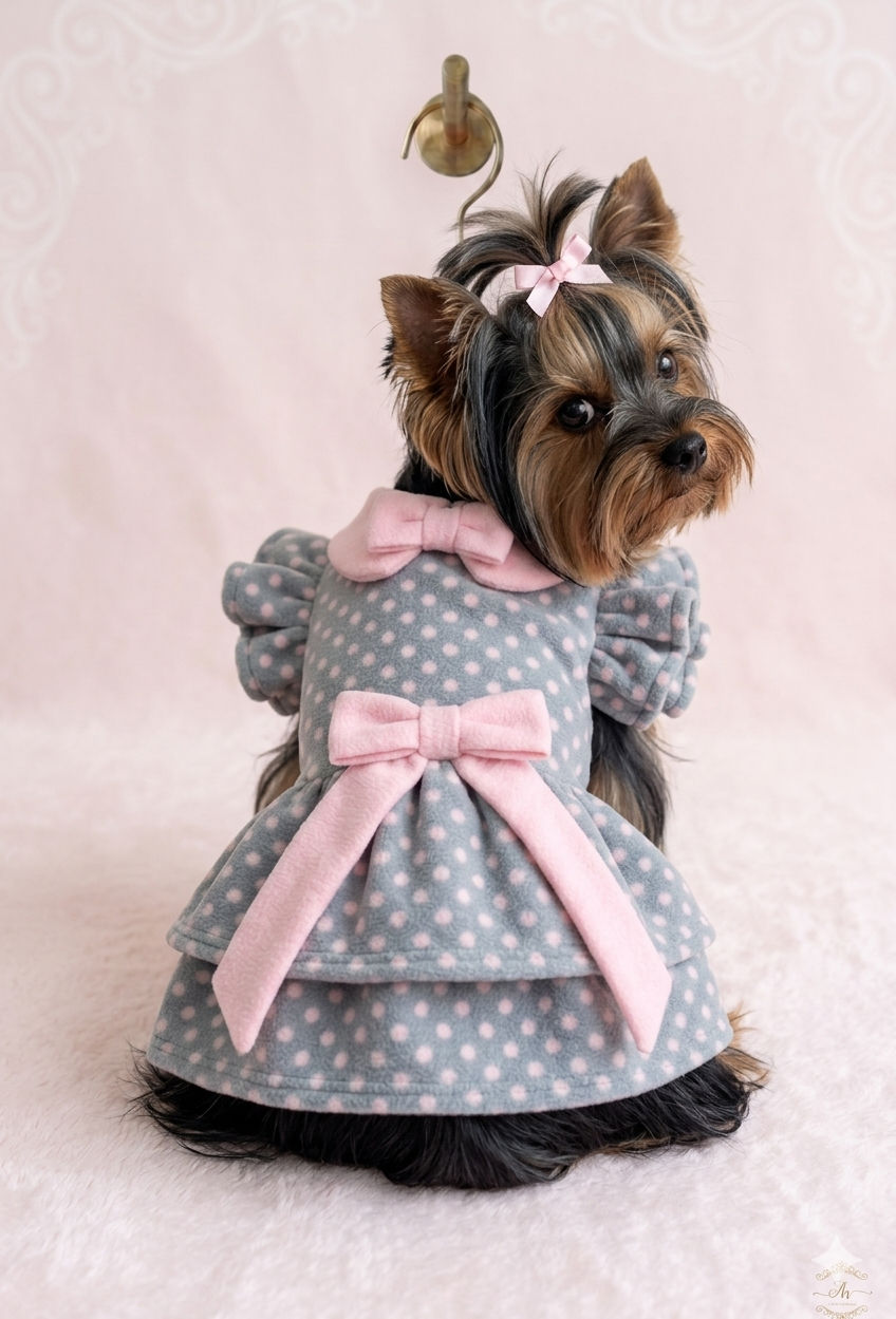 Vestido de bolinhas rosa
