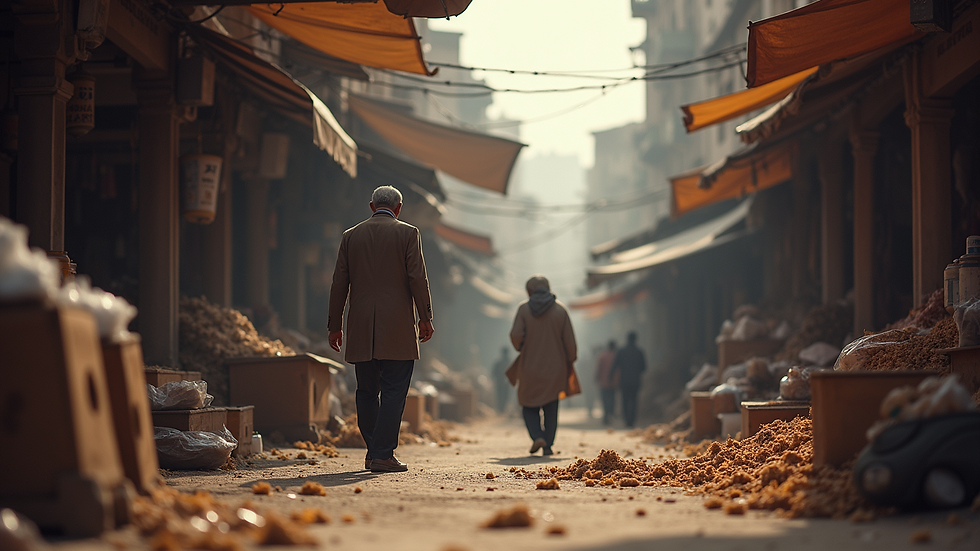 Eye-level view of a bustling market in Pakistan
