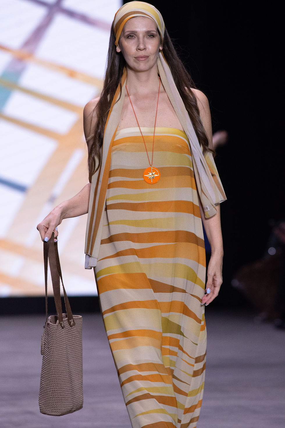 Thumbnail: Nautical Stripes Reinvented Maxi Strapless Dress