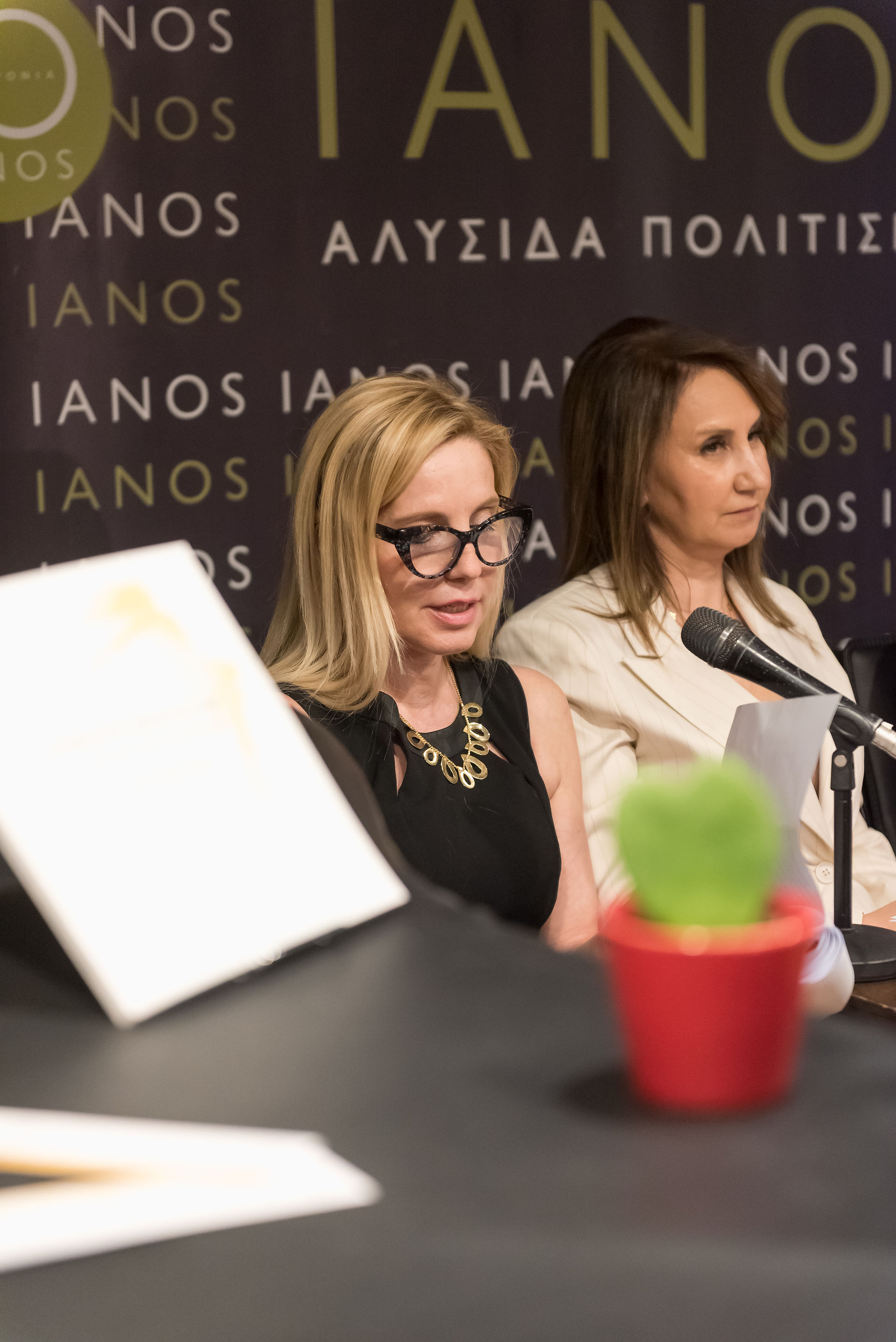 Ms Zeta Tzioti, MSc, economist, journalist and creator of the platform for art & culture www.artviews.gr delivering the opening speech during the presentation of "APHRODITE REINVENTED - The Concept Book" on June 2nd, 2026 at IANOS Flagship Bookstore in Athens.