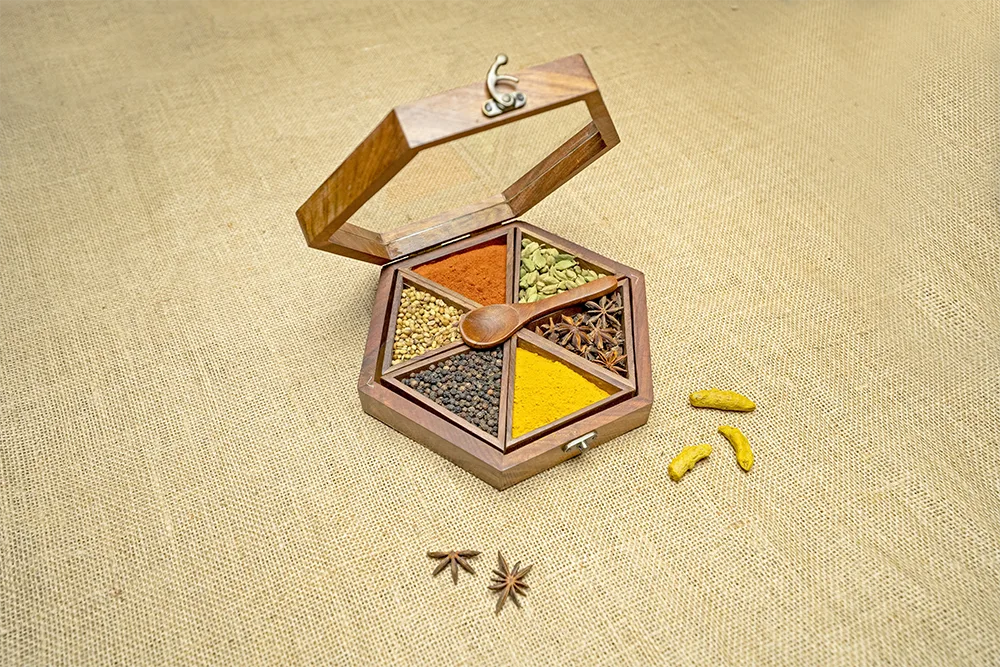 6 Partition Hexagonal Spice Box.webp
