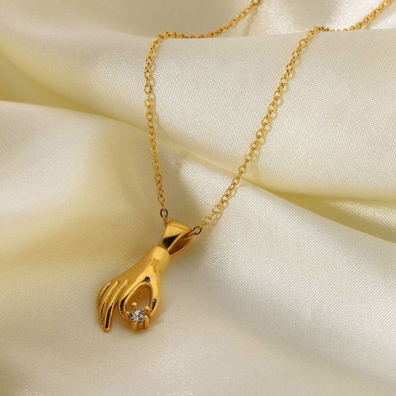 Thumbnail: Diamond Hand Necklace