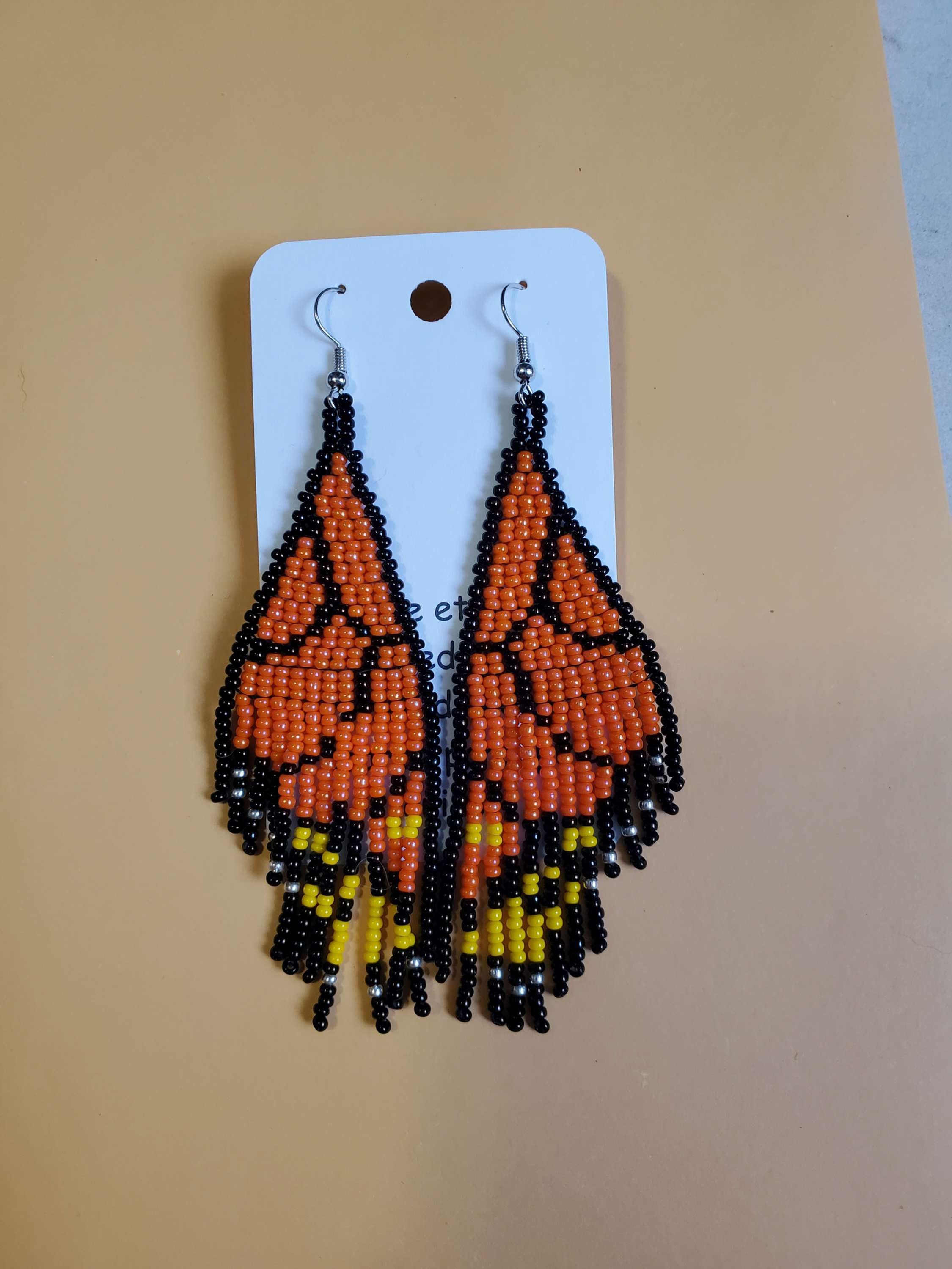 Orange and yellow butterfly wing earrings 
