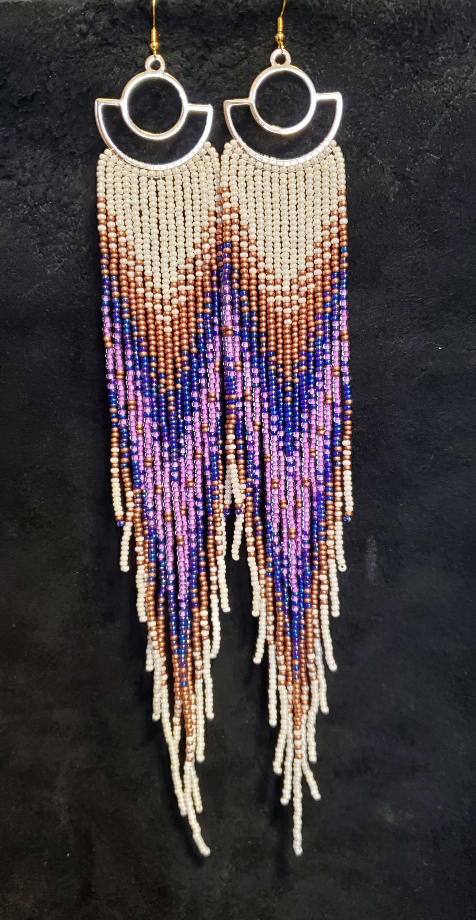 Long statement earrings (oil slick)
