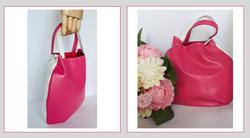 DoubelfaceMiniBag / pele de cabra rosa+branco