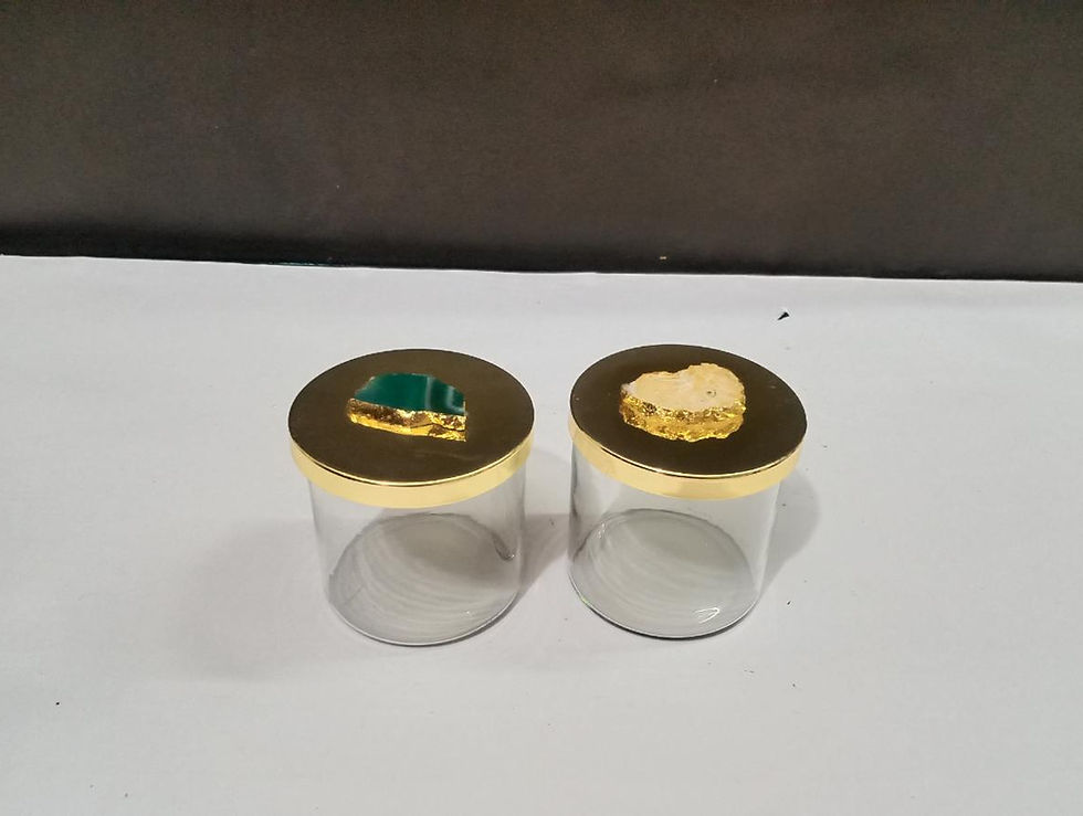 थंबनेल: Glass Jar With Stainless Steel Gold-3