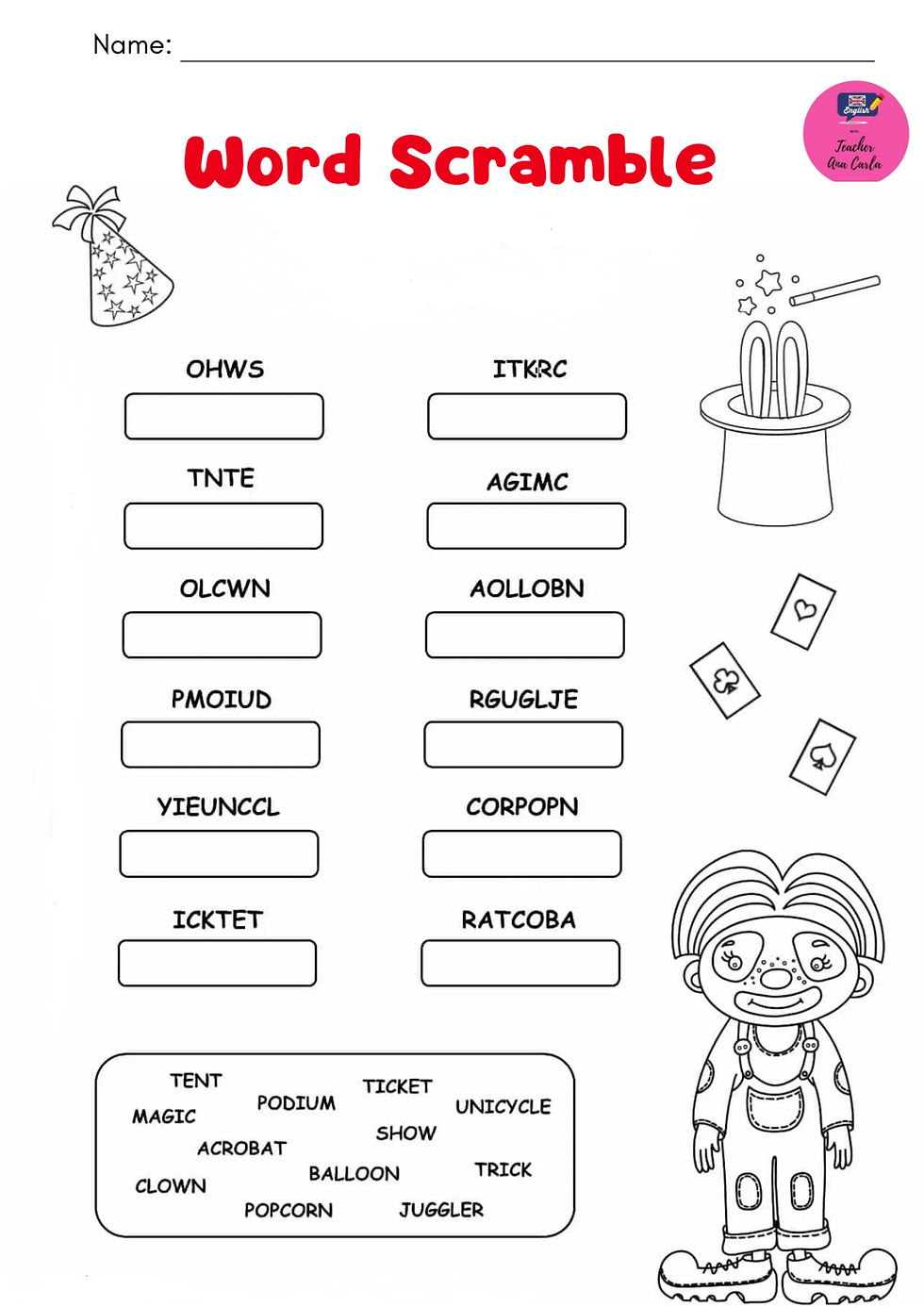 Circus Day - Pack com 15 atividades