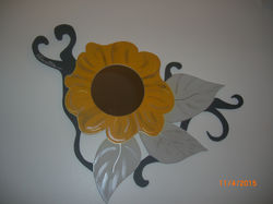 Miroir fleur gris et jaune