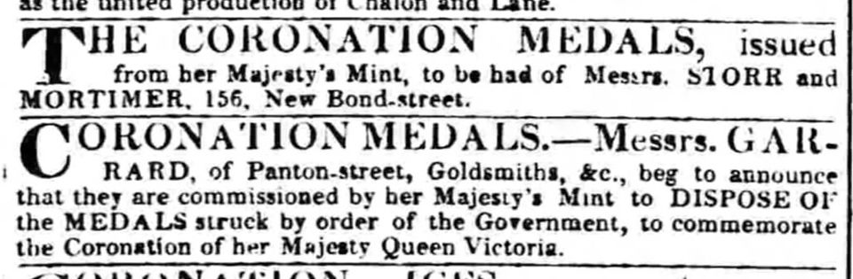 Advertisements for medals