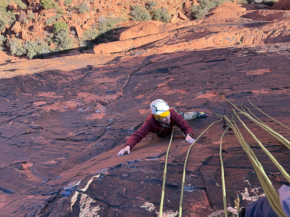 A scenic view of climbing routes in Red Rock Canyon