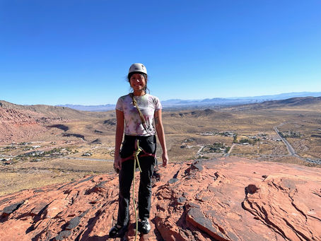 Climber in Calico Basin on the Summit