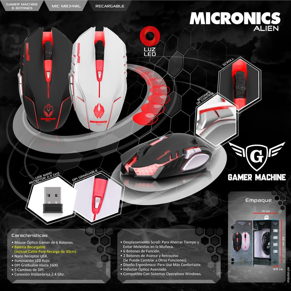 Miniatura: Mouse Inalambrico Gamer Micronics Alien