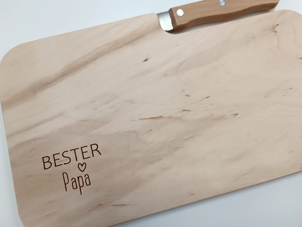 Miniaturbild: Messerbrett Erle 26 x 15,5 x 1,2 cm mit Messer roh