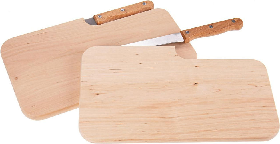 Miniaturbild: Messerbrett Erle 26 x 15,5 x 1,2 cm mit Messer roh