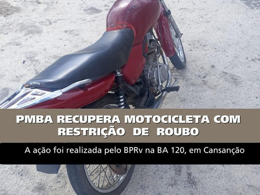 Cansanção: Veículo com restrição de furto/roubo é recuperado pela Polícia Militar na BA-120