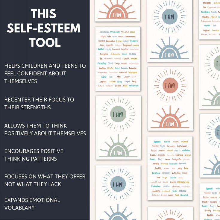 Self-esteem tool benefits and 'I Am' affirmation cards