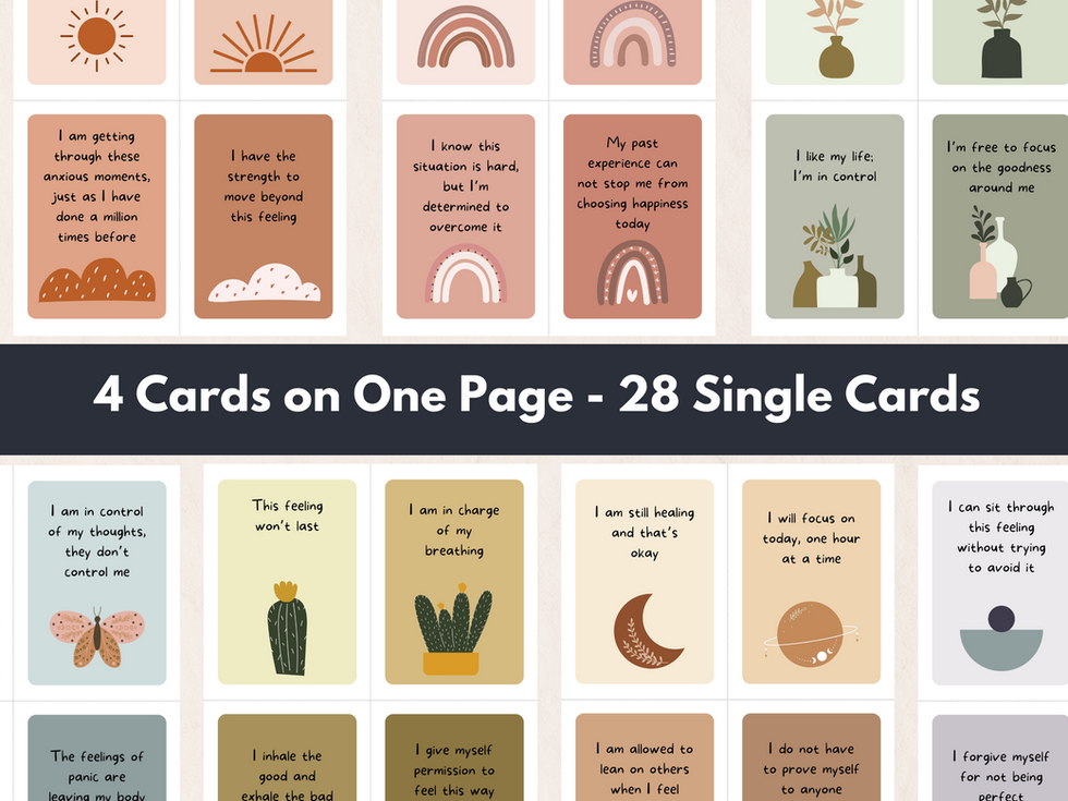 28 affirmation cards with coping statements for adults