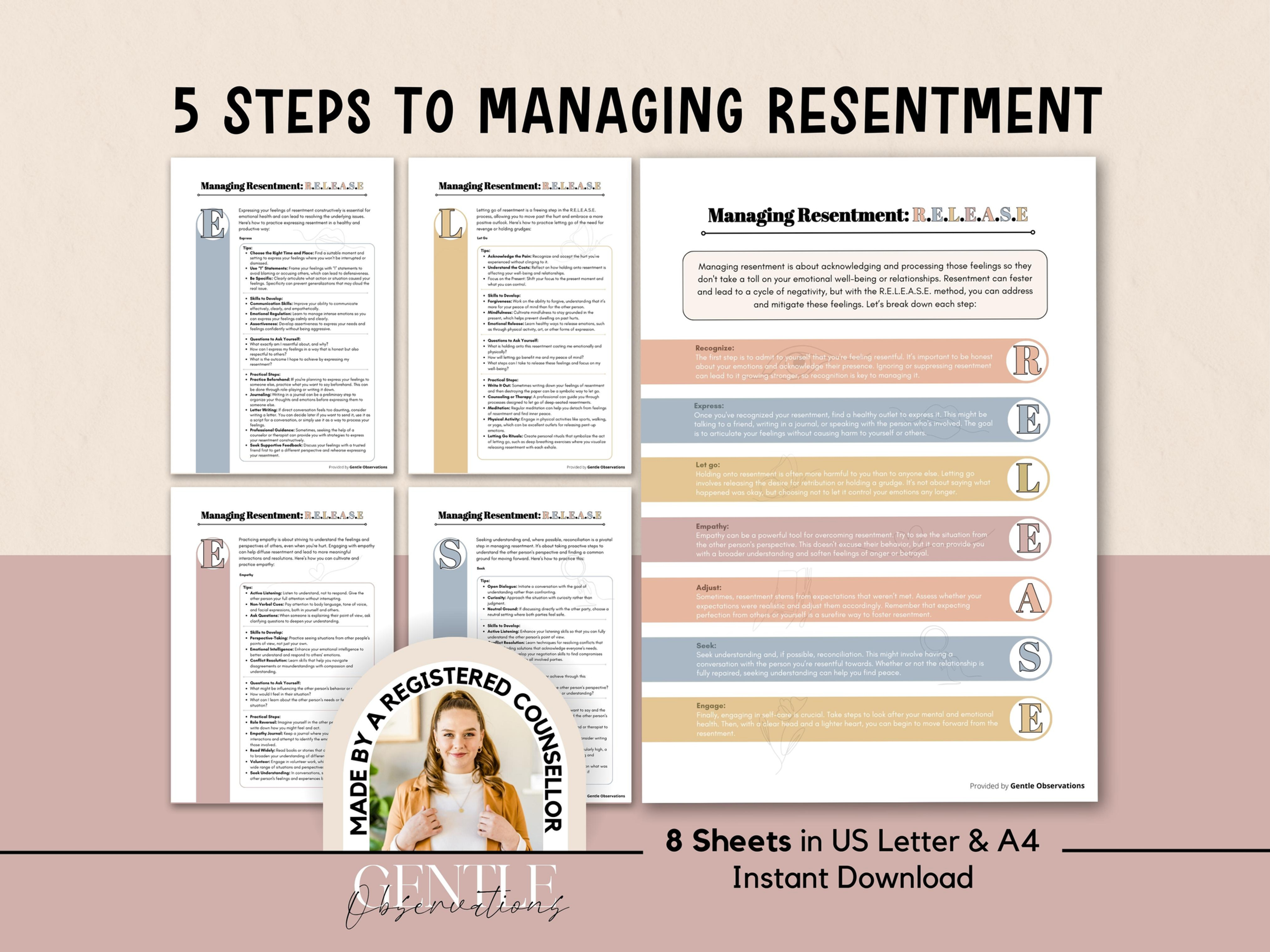 Managing Resentment - R.E.L.E.A.S.E - Acronym Psychoeducational Handout