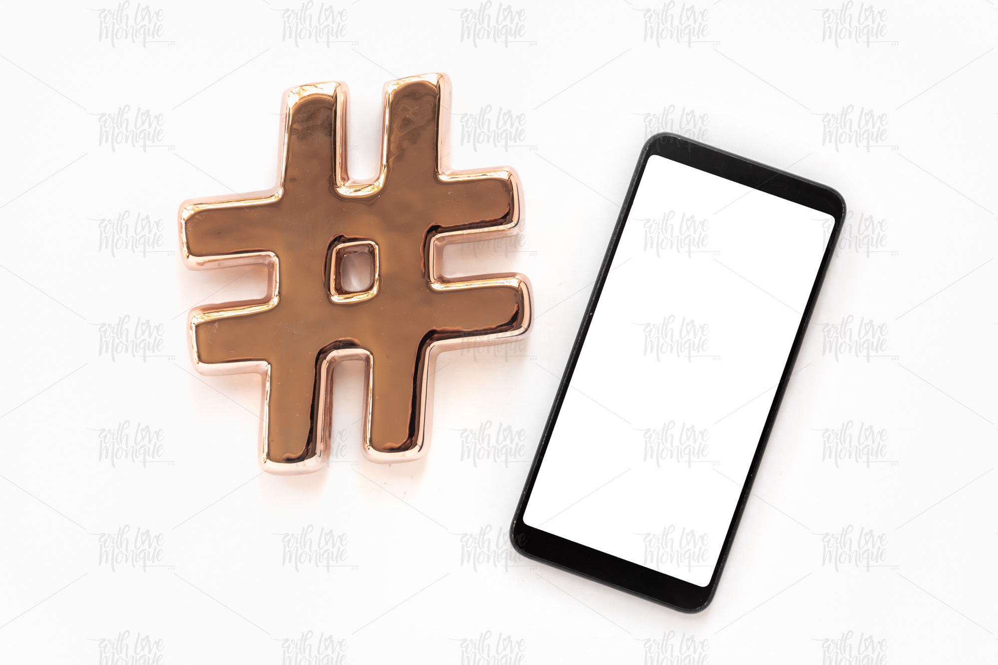 Rose Gold on White Desk 108