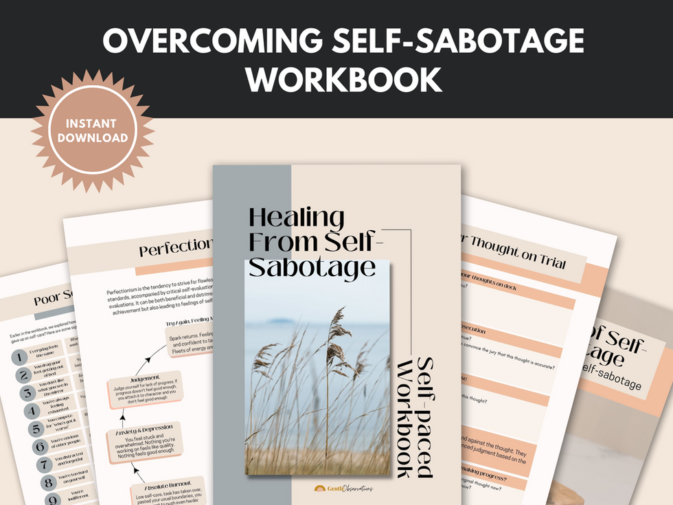 Overcoming Self-Sabotage Workbook for instant download
