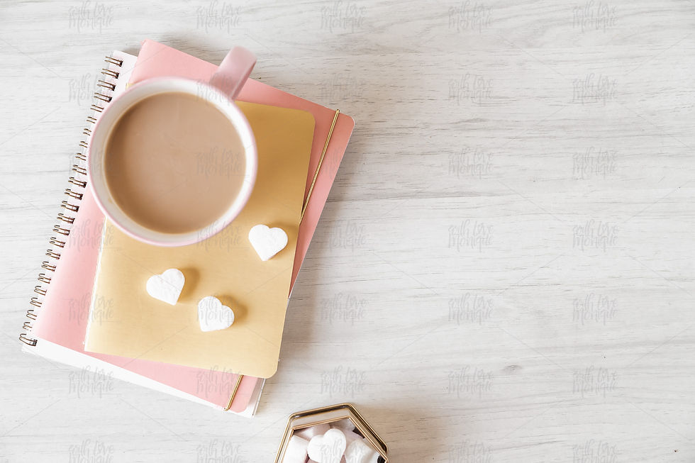 Light Pink & Gold on Grey Wooden Desk 46